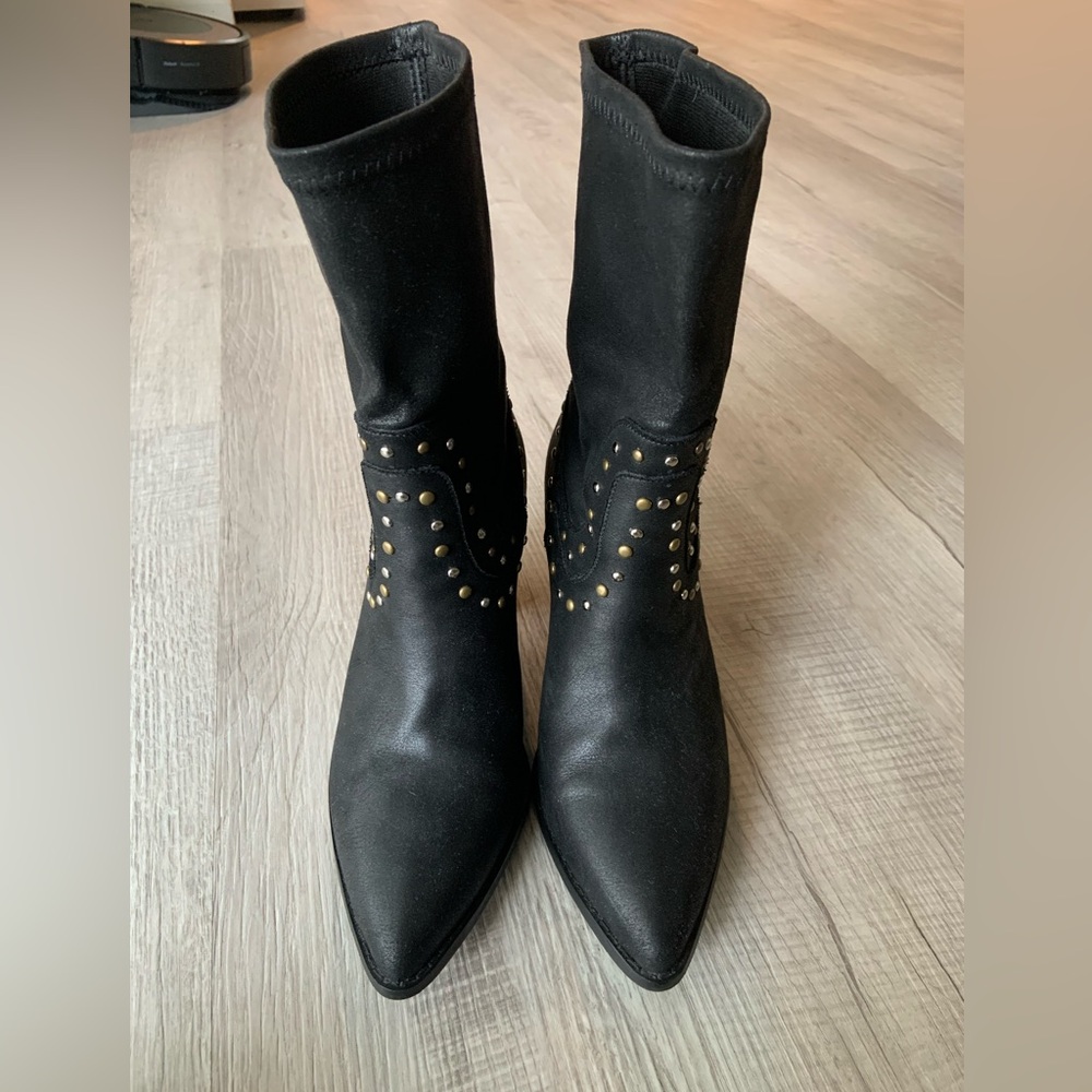 Oasis society black mixed metal studded booties